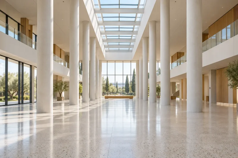 Sala de eventos con el odotipo de la marca